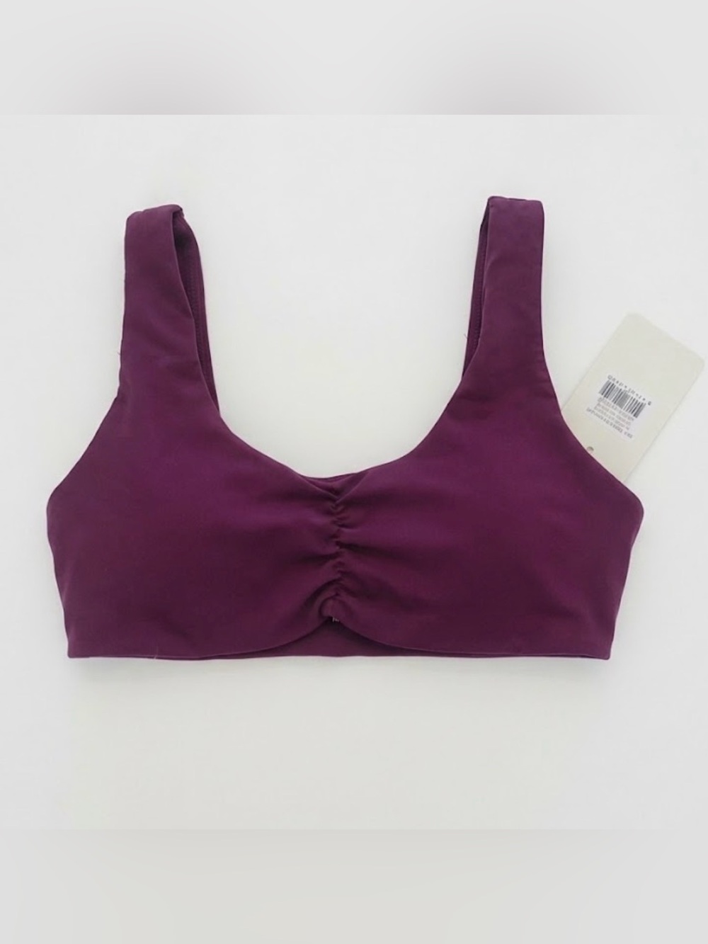 Wilo The Label Dark Purple Ruched Sports Bra Size Medium NWT